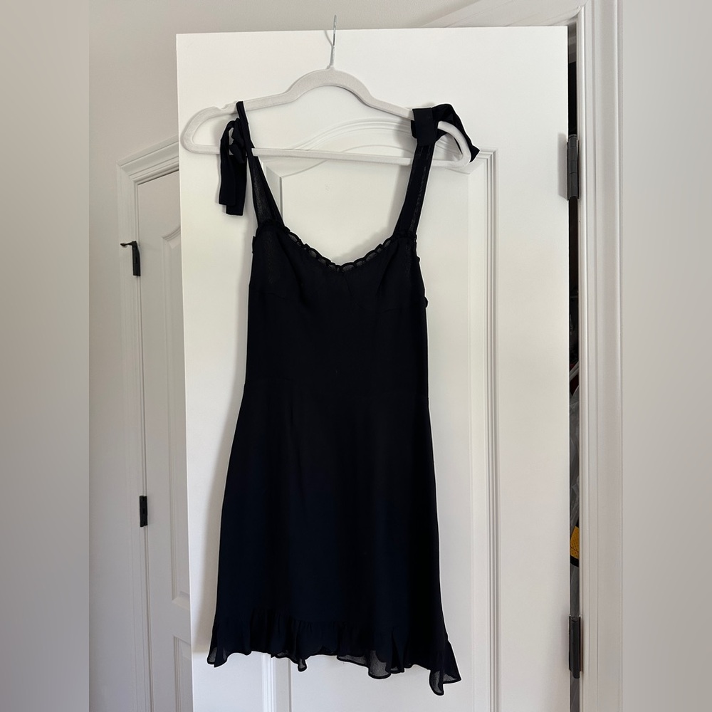 Reformation Black Mini Dress with Tie Straps - Picture 5 of 5